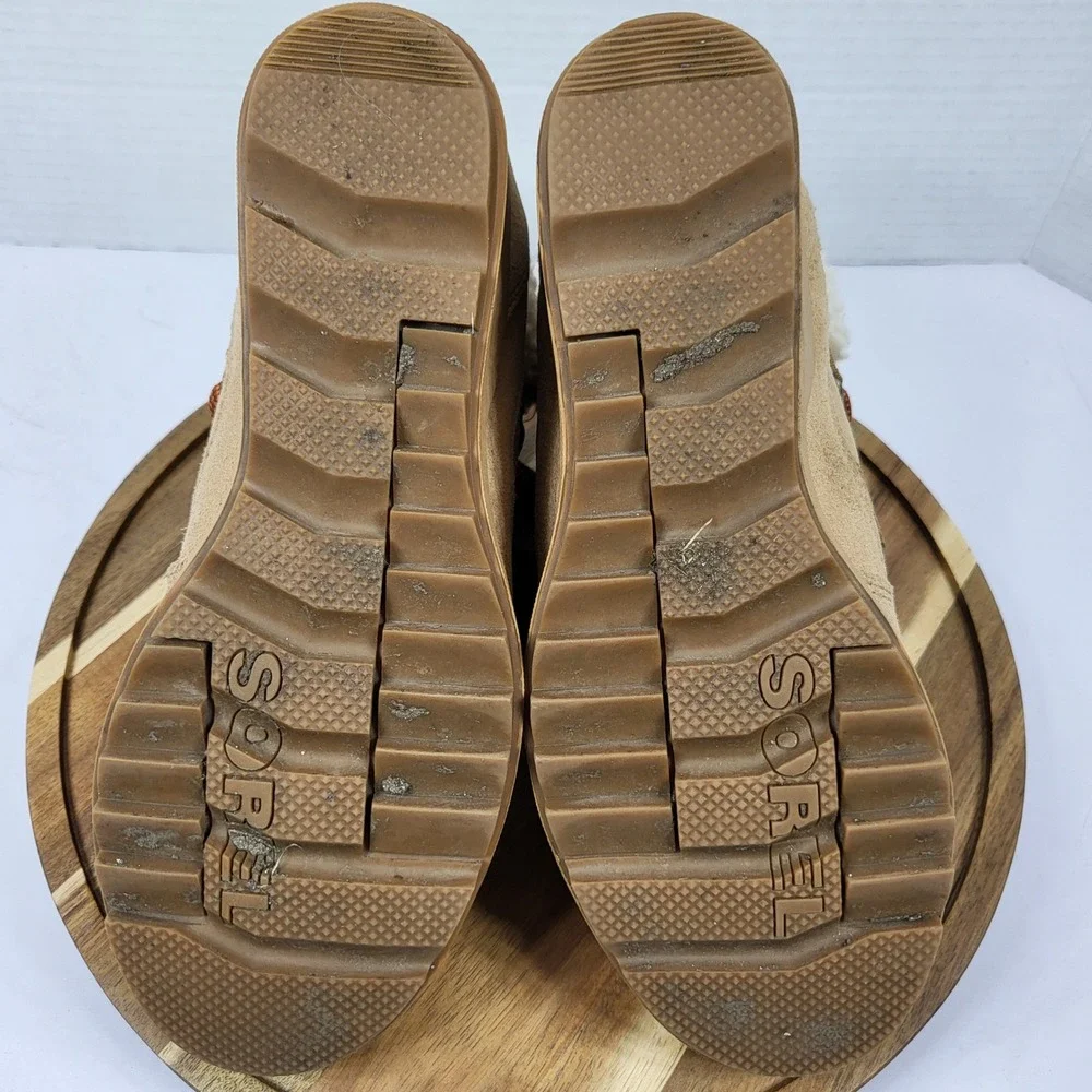 SOREL Women's Evie Cozy Lace Bootie Waterproof Tawny Buff‎ Wedge Size 7